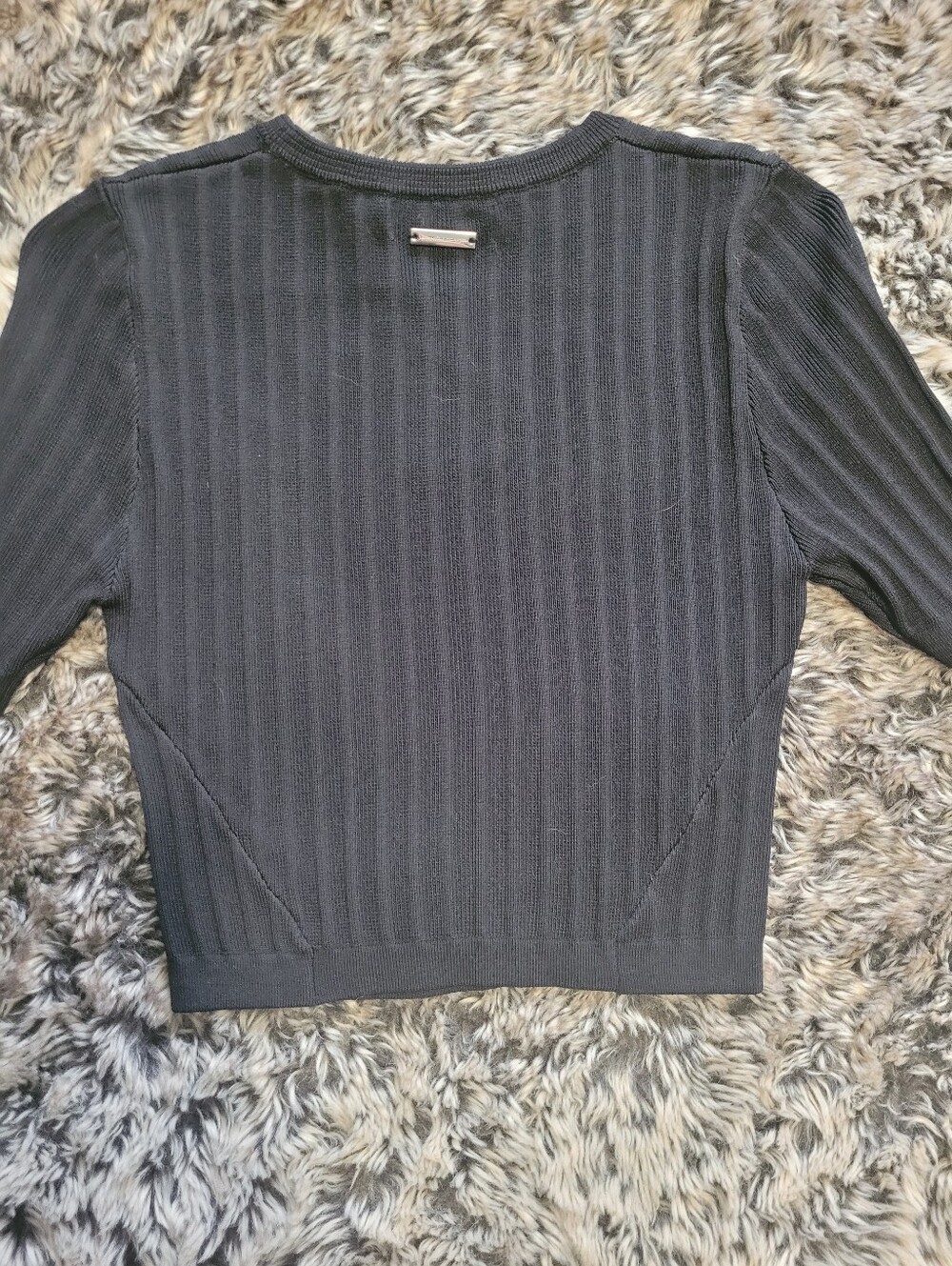 Maniere De Voir Black Lattice Cutout Crop Top - Picture 4 of 4